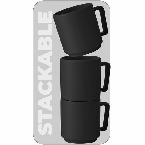 Juego de tazas, cerámica, porcelana, gres, juego de tazas, negro mate, NUEVO, BH/10014