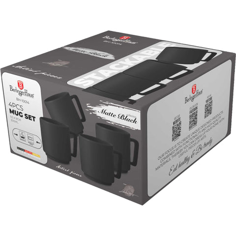  BH/10014,BH/10014A,Juego de tazas de 4 piezas,Negro mate,Juego de tazas,Cerámica/Porcelana/Gres,Vajilla,Taza