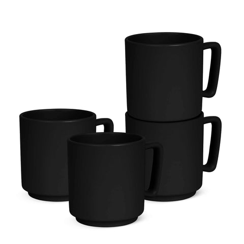 BH/10014, café, cerámica, gres, juego de 4 tazas, juego de tazas, Matte Black Collection, Mug, negro mate, porcelana, té, té-café, Vajilla