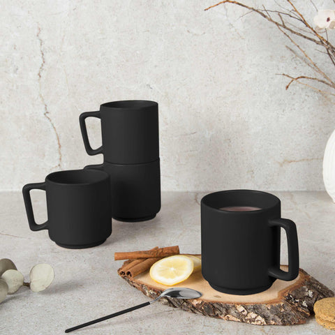 BH/10014, NEW, 4pcs mug set, matt-black, mug set, ceramics,porcelan,stoneware, mug set