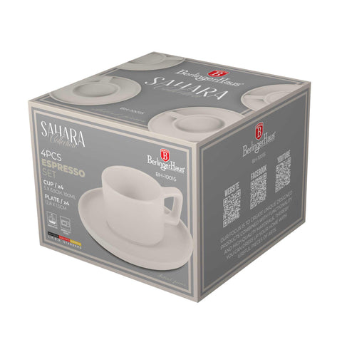  BH/10015, juego de 4 tazas de café espresso, crema mate, juego de café espresso, cerámica/porcelana/gres, juego de tazas de café espresso, vajilla, taza de café espresso