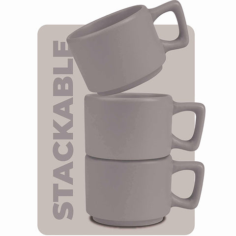 Juego de tazas de café espresso, cerámica, porcelana, gres, juego de café espresso, gris topo mate, NUEVO, BH/10016