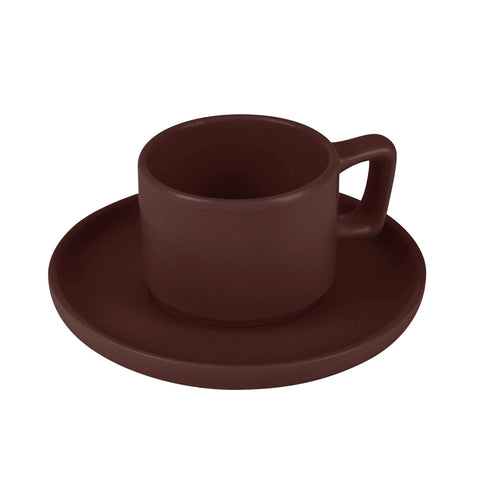 Juego de tazas de café espresso, cerámica, porcelana, gres, juego de café espresso, burdeos mate, NUEVO, BH/10017