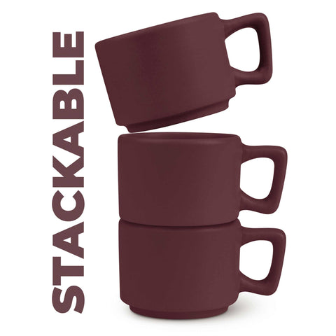  BH/10017A, juego de 4 tazas de espresso, burdeos mate, juego de espresso, cerámica, porcelana, gres, juego de tazas de espresso, vajilla, taza de espresso