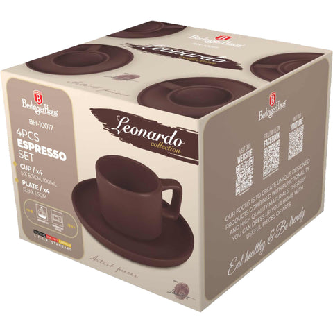 Juego de tazas de café espresso, cerámica, porcelana, gres, juego de café espresso, burdeos mate, NUEVO, BH/10017