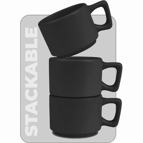 Juego de tazas de café espresso, cerámica, porcelana, gres, juego de café espresso, negro mate, NUEVO, BH/10019