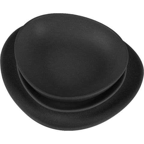  BH/10021, vajilla de 18 piezas, negro mate, vajilla de 18 piezas, cerámica/porcelana/gres, vajilla, juego, juego de cuenco y plato, gres, vajilla, juego de vajilla