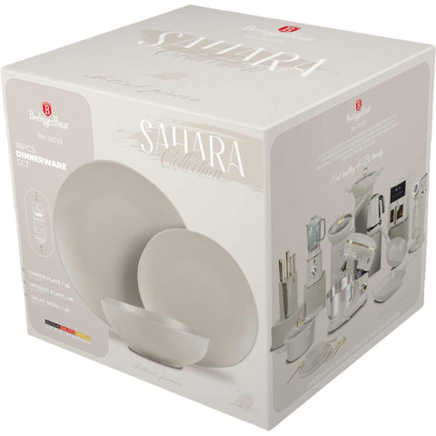 BH/10022, vajilla de 18 piezas, crema mate, vajilla de 18 piezas, cerámica/porcelana/gres, vajilla, juego, juego de cuenco y plato, gres, vajilla, juego de vajilla
