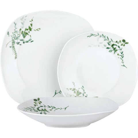  BH/10200, vajilla de 18 piezas, blanco, verde, vajilla de 18 piezas, cerámica/porcelana/gres, vajilla, juego, juego de cuenco y plato, vajilla de cerámica/porcelana, vajilla, juego de vajilla