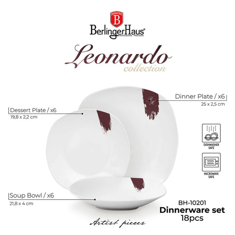  BH/10203, vajilla de 18 piezas, Burdeos, vajilla de 18 piezas, cerámica, porcelana, gres, juego de vajilla, juego de cuencos y platos, porcelana, vajilla, juego de vajilla