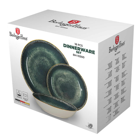  BH/10300, vajilla de 18 piezas, verde, vajilla de 18 piezas, cerámica, porcelana, gres, juego de vajilla, juego de cuencos y platos, porcelana, vajilla, juego de vajilla