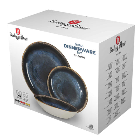 BH/10301, vajilla de 18 piezas, azul, vajilla de 18 piezas, cerámica, porcelana, gres, juego de vajilla, juego de cuencos y platos, porcelana, vajilla, juego de vajilla