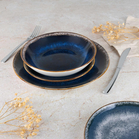  BH/10301, vajilla de 18 piezas, azul, vajilla de 18 piezas, cerámica, porcelana, gres, juego de vajilla, juego de cuencos y platos, porcelana, vajilla, juego de vajilla