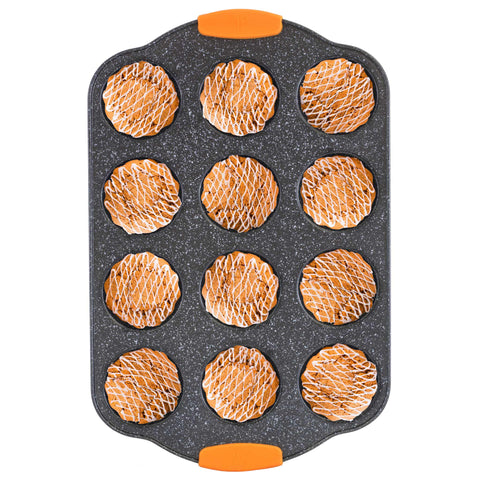 BH/1138, Molde para muffins de 12 tazas con mango de silicona, Negro, Utensilios para hornear, Molde para muffins de 12 tazas, Molde para muffins, Muffin, Horneado