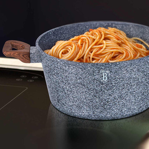  BH/1197, Cacerola con tapa 24cm, Madera, Gris, Cacerola 24 cm, Cacerola, Olla, Cacerola con tapa, Batería de cocina, Cocina, Ollas y cazuelas