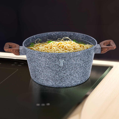  BH/1197, Cacerola con tapa 24cm, Madera, Gris, Cacerola 24 cm, Cacerola, Olla, Cacerola con tapa, Batería de cocina, Cocina, Ollas y cazuelas