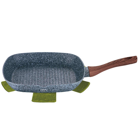  BH/1208N, Sartén para parrilla de 28 cm, Madera, Gris, Sartén para parrilla de 28 cm, Sartén, Sartén para freír, Sartén para parrilla, Utensilios de cocina, Cocinar