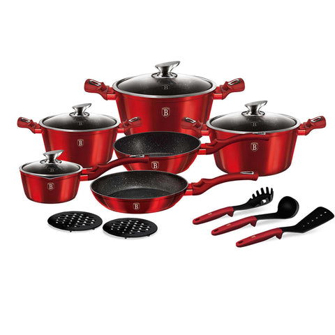  BH/1226NN, BH/1226N, BH/7035, BH/7035N, juego de utensilios de cocina de 15 piezas, burdeos, rojo, juego de utensilios de cocina de 15 piezas, juego de utensilios de cocina, ollas, juego de ollas, ollas y sartenes, juego de ollas y sartenes, juego, herramientas de cocina, cocina, utensilios de cocina, ollas y cazuelas