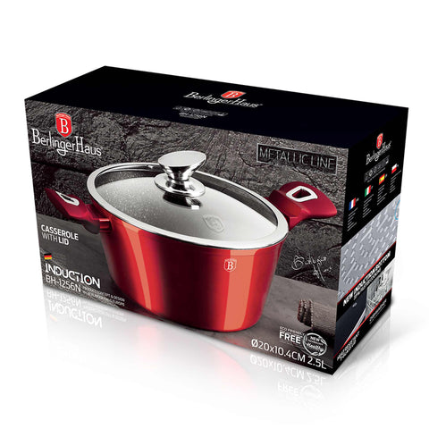  BH/1256N, BH/1256NN, Cacerola con tapa 20cm, Borgoña, Rojo, Cacerola 20 cm, Cacerola, Olla, Cacerola con tapa, Batería de cocina, Cocina, Ollas y cazuelas