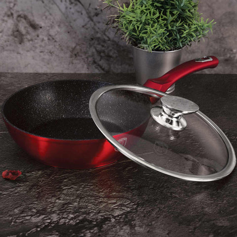  BH/1259N, Sartén honda con tapa 24cm, Burdeos, Rojo, Sartén honda 24 cm, Sartén, Sartén honda, Sartén honda con tapa, Sartén, Batería de cocina, Cocina, Sartenes