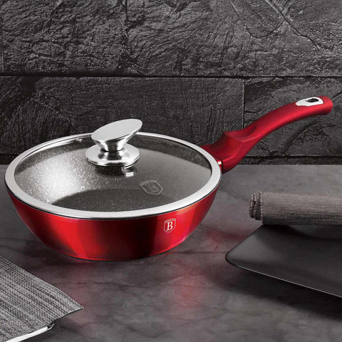  BH/1259N, Sartén honda con tapa 24cm, Burdeos, Rojo, Sartén honda 24 cm, Sartén, Sartén honda, Sartén honda con tapa, Sartén, Batería de cocina, Cocina, Sartenes