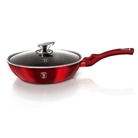  BH/1265N, Wok con tapa 28cm, Burdeos, Rojo, Wok 28 cm con tapa, Wok, Wok con tapa, Batería de cocina, Cocina, Sartenes