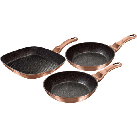  BH/1279NF,BH/7038, juego de 3 sartenes, oro rosa, juego de 3 sartenes b., sartén, juego de sartenes, sartén, juego de sartenes, sartén para parrilla, utensilios de cocina, cocina, sartenes, juego de sartenes