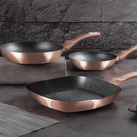  BH/1279NF,BH/7038, juego de 3 sartenes, oro rosa, juego de 3 sartenes b., sartén, juego de sartenes, sartén, juego de sartenes, sartén para parrilla, utensilios de cocina, cocina, sartenes, juego de sartenes