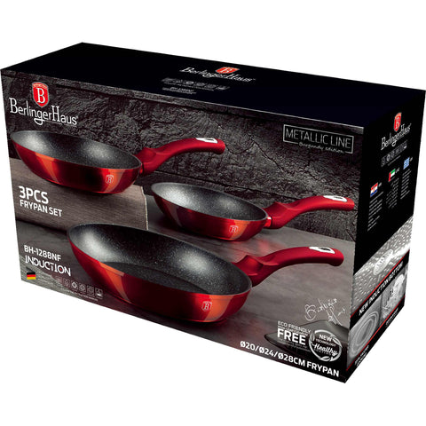 BH/1288NF,BH/7053, juego de 3 sartenes, burdeos, rojo, juego de 3 sartenes a., sartén, juego de sartenes, sartén, juego de sartenes, utensilios de cocina, cocina, sartenes, juego de sartenes