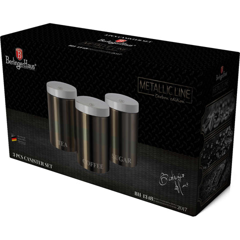  BH/1348, juego de 3 botes, carbono, gris, juego de botes a., juego de botes, botes de cocina, contenedores de almacenamiento, almacenamiento de alimentos, bote