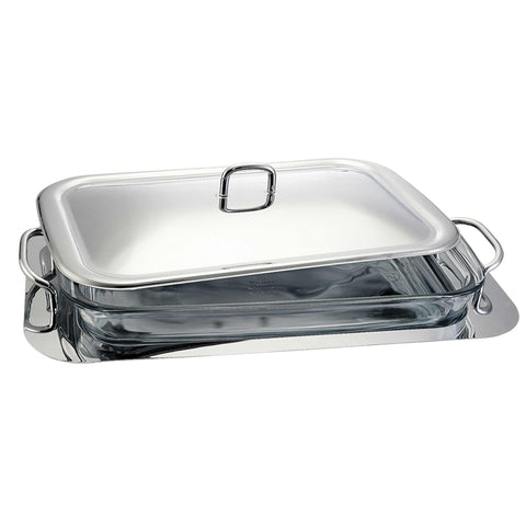  BH/1386, Contenedor de alimentos y bandeja para servir 2 en 1 rectangular de 3 L, acero inoxidable, calentador de alimentos, contenedor de alimentos, bandeja para servir, rectangular, almacenamiento de alimentos