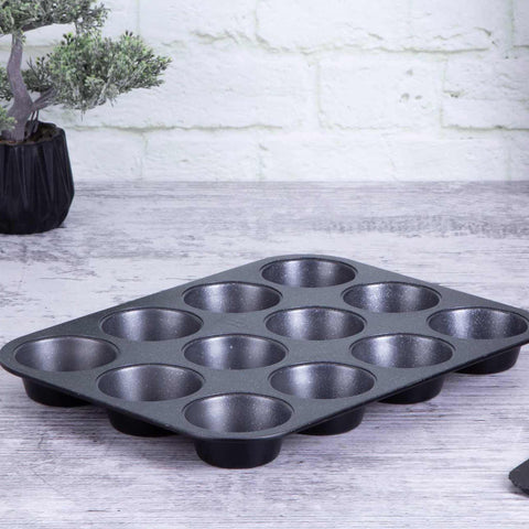  BH/1436, Molde para muffins de 12 tazas, Negro, Utensilios para hornear, Molde para muffins de 12 tazas, Molde para muffins, Muffin, Horneado