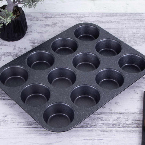  BH/1436, Molde para muffins de 12 tazas, Negro, Utensilios para hornear, Molde para muffins de 12 tazas, Molde para muffins, Muffin, Horneado