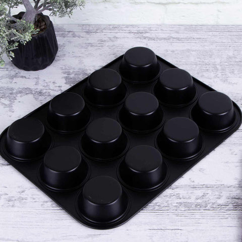  BH/1436, Molde para muffins de 12 tazas, Negro, Utensilios para hornear, Molde para muffins de 12 tazas, Molde para muffins, Muffin, Horneado