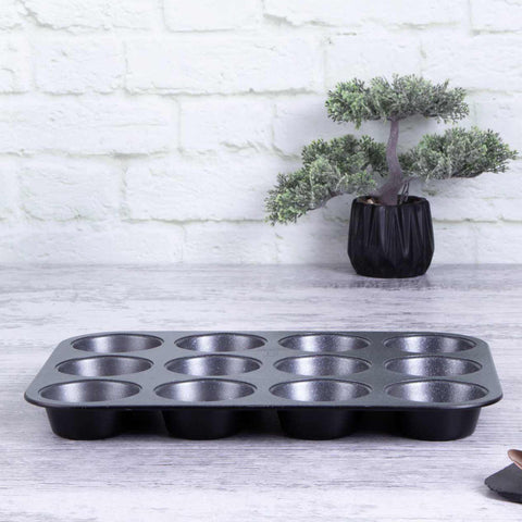  BH/1436, Molde para muffins de 12 tazas, Negro, Utensilios para hornear, Molde para muffins de 12 tazas, Molde para muffins, Muffin, Horneado
