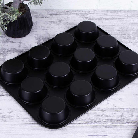  BH/1436, Molde para muffins de 12 tazas, Negro, Utensilios para hornear, Molde para muffins de 12 tazas, Molde para muffins, Muffin, Horneado