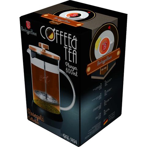  BH/1494, Cafetera de émbolo para café y té de 600 ml, Oro rosa, Cafetera de émbolo para café y té, Cafetera de émbolo para café y té, Prensa francesa, Electrodomésticos de cocina, Cafetera