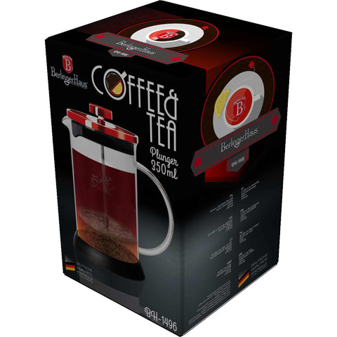  BH/1496, Cafetera de émbolo para café y té de 350 ml, color burdeos, rojo, cafetera de émbolo para café y té, cafetera de émbolo para café y té, prensa francesa, electrodomésticos de cocina, cafetera