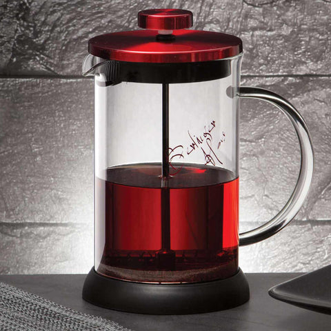 BH/1498, Cafetera de émbolo para café y té de 800 ml, burdeos, rojo, cafetera de émbolo para café y té, cafetera de émbolo para café y té, prensa francesa