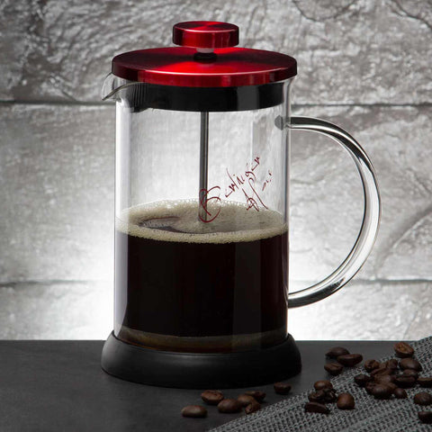  BH/1497, Cafetera de émbolo para café y té de 600 ml, color burdeos, rojo, cafetera de émbolo para café y té, cafetera de émbolo para café y té, prensa francesa, electrodomésticos de cocina, cafetera