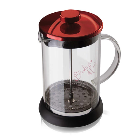 Product image of Coffee & tea plunger 800ml. Part of the Metallic Line Burgundy Edition . Features: • Coffee & tea plunger • Material: 18/10 stainless steel, borosilicate glass (1,8 mm ) • Capacity 800 ml • Colors: metallic burgundy. (Studio view). Official Berlinger Haus product, boosted by Promintra sl.