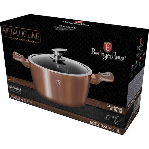  BH/1514N, BH/1514NN, Cacerola con tapa de 20 cm, Oro rosa, Cacerola de 20 cm, Cacerola, Olla, Cacerola con tapa, Batería de cocina, Cocina, Ollas y cazuelas