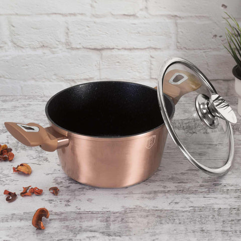  BH/1514N, BH/1514NN, Cacerola con tapa de 20 cm, Oro rosa, Cacerola de 20 cm, Cacerola, Olla, Cacerola con tapa, Batería de cocina, Cocina, Ollas y cazuelas