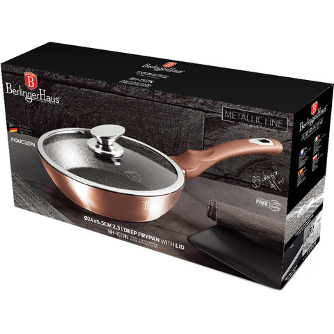 BH/1517N,BH/1517WM,Sartén honda con tapa 24cm,Oro rosa,Sartén honda 24 cm,Sartén,Sartén honda,Sartén honda con tapa,Sartén,Utensilios de cocina,Cocinar,Sartenes