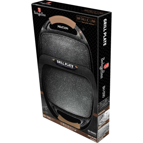  BH/1590, Plancha para asar 47 cm, Oro rosa, plancha para asar, parrilla, mango de silicona, sartenes, sartén para asar