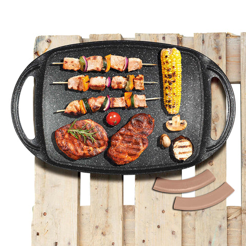  BH/1590, Plancha para asar 47 cm, Oro rosa, plancha para asar, parrilla, mango de silicona, sartenes, sartén para asar