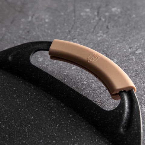  BH/1590, Plancha para asar 47 cm, Oro rosa, plancha para asar, parrilla, mango de silicona, sartenes, sartén para asar