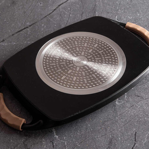  BH/1590, Plancha para asar 47 cm, Oro rosa, plancha para asar, parrilla, mango de silicona, sartenes, sartén para asar