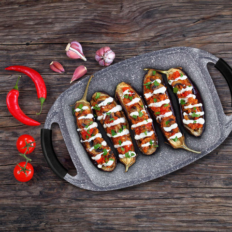  BH/1592, Plancha para asar 47cm, Gris, plancha para asar, parrilla, mango de silicona, Sartenes, Sartén para asar