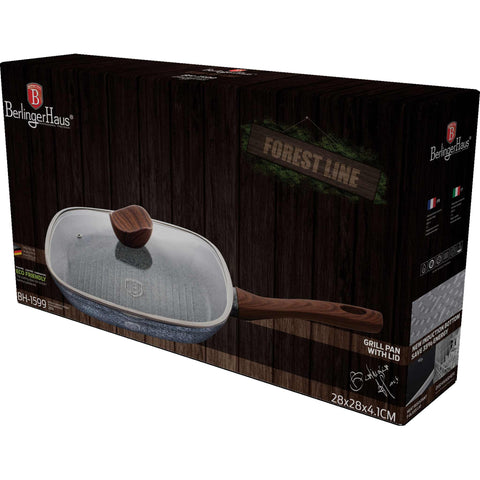  BH/1599N, Sartén para parrilla con tapa de 28 cm, Madera, Gris, Sartén para parrilla de 28 cm con tapa, Sartén, Sartén para parrilla, Sartén para parrilla con tapa, Batería de cocina, Cocina
